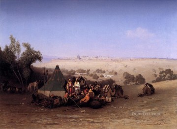 シャルル・テオドール・フレール Painting - エルサレムを越えたオリーブ山のアラブの野営地 アラビア東洋学者シャルル・テオドール・フレール
